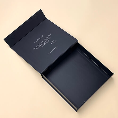 Custom Black Magnetic Closure Box With Silver Foil Logo