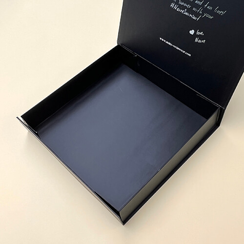 Custom Black Magnetic Closure Box With Silver Foil Logo