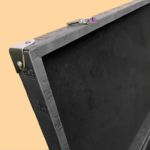 Custom PU Leather Luggage Case With Embossed Pattern And Embroidery Patches