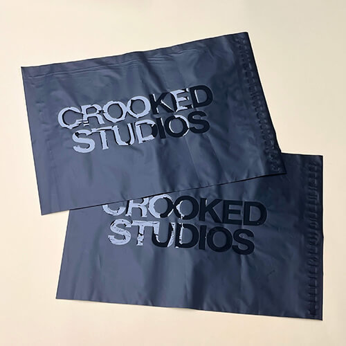 Stock Size Black Poly Mailer Bag With Glossy UV Print Logo