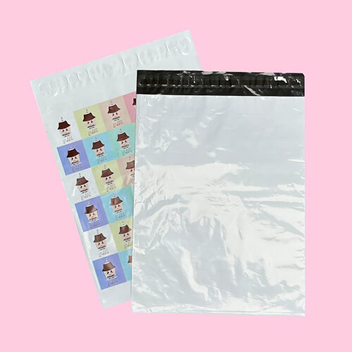 Stock Size White Glossy Shipping Bag With Custom Print