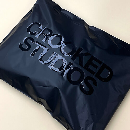 Stock Size Black Poly Mailer Bag With Glossy UV Print Logo