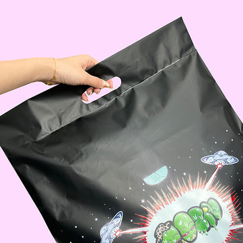 Custom Logo Black Poly Mailer With Handle