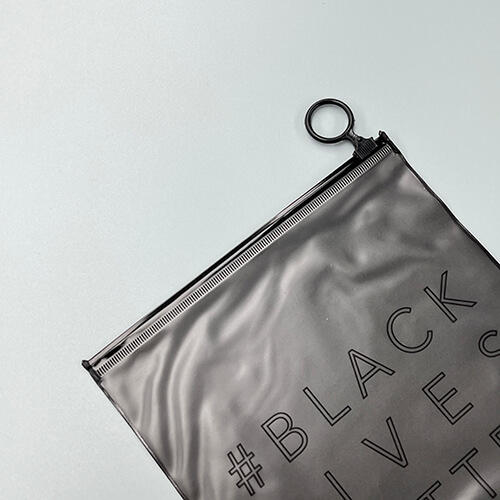 Front Size Frosted Black Side Solid Color PVC Zip Lock Bag