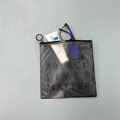 Front Size Frosted Black Side Solid Color PVC Zip Lock Bag