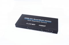 HDMI 4x1 Quad Multi-viewer video segmentation button and IR control