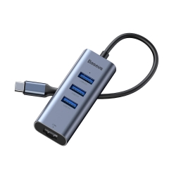 Baseus 4 in 1 Typ-C-zu-3-Buchse USB 3.0 RJ45-Gigabit-Adapter HUB