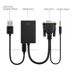 BK-330 Sortie VGA mâle vers HDMI Adaptateur de convertisseur de câble vidéo HD 1080p HD + Audio AV