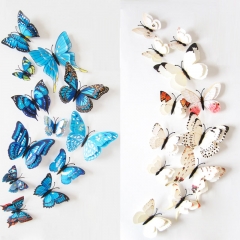 12pcs Sticerks 3D Butterfly Bunte Doppelschichten Wandaufkleber Art Decoration