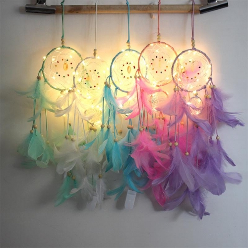 Dream Catcher LED Beleuchtung Feder Schlafzimmer Romantische Hängende Dekoration