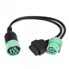 9 Pin to OBD2 Interface Truck Y-Cable Adapter OBDII Y Splitter Truck J1939 9 Pin German Truck Adapter