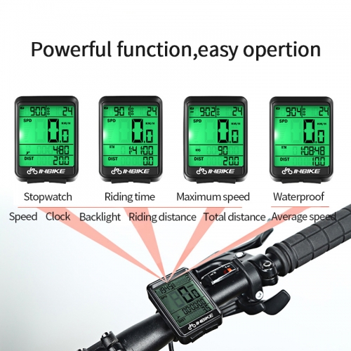 INBIKE Étanche Ordinateur De Vélo Sans Fil Et Câblé VTT Vélo Vélo Kilométrage Chronomètre Compteur De Vitesse Horloge LED Numérique Taux