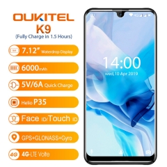 OUKITEL K9 Waterdrop 7,12 "FHD + 1080 * 2244 Smartphone 16MP + 2MP / 8MP Smartphone 4 Go 64 Go comme indiqué par 6000mAh 5 V / 6A Charge rapide par OT