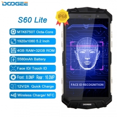 IP68 Wasser DOOGEE S60 Lite Ecran 5580mAh 12V2A Charge rapide 5,2 '' FHD MT6750T Octa Core 4 Go 32 Go Smartphone 16.0MP Cam