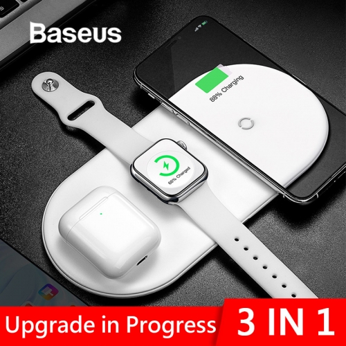 Baseus Chargeur rapide Chargeur rapide sans fil à chargement complet 3 en 1 pour iPhone X XS MAX XR 8 airpods 2019, Apple Watch 4 3 2