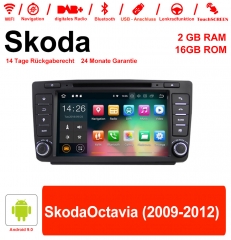 8 pouces Android 9.0 Autoradio / Multimédia 2 Go de RAM 16 Go de RAM pour Skoda Octavia (2009-2012)