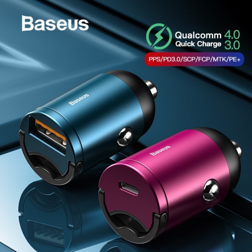 Chargeur de voiture Baseus Quick Charge 4.0 3.0 USB C pour téléphone mobile QC4.0 QC3.0 de type C PD 3.0 pour Huawei P30 Xiaomi Mi9