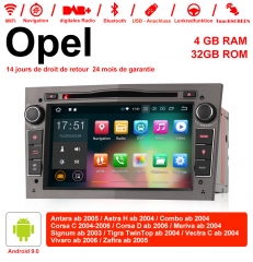 Autoradio de 7 pouces Android 9.0 / ROM multimédia 4Go de RAM 32Go pour Opel Astra Vectra Antara Zafira Corsa Radio de navigation GPS argent