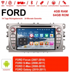 7 Zoll Android 9.0 Autoradio / Multimedia 4GB RAM 64GB ROM Für Ford Focus II Mondeo S-Max Farbe Silber Mit WiFi NAVI DSP Bluetooth 5.0