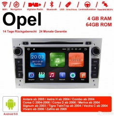 7 Zoll Android 9.0  Autoradio / Multimedia 4GB RAM 64GB ROM  Für Opel Astra Vectra Antara Zafira Corsa GPS Navigation Radio Farbe Silber