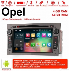 Autoradio de 7 pouces Android 9.0 / ROM multimédia 4Go de RAM 64Go pour Opel Astra Vectra Antara Zafira Corsa Radio de navigation GPS Gris