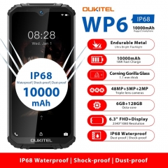 OUKITEL WP6 6.3 inch 19.5: 9 mobile phone MT6771T Octa Waterproof shockproof 9V / 2A 10000mAh battery 6GB RAM 128G ROM smartphone