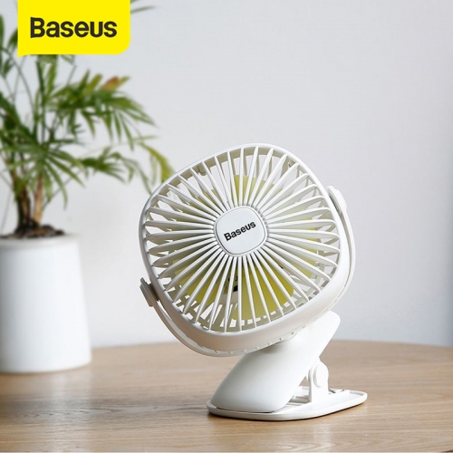 Baseus Mini USB Rechargeable Air Cooling Clip Desk Fan Dual Use Home Student Dormitory Bedside Portable Desktop Office Fan