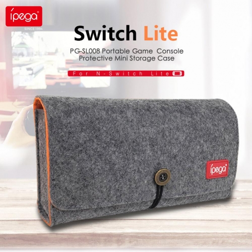 ipega PG-SL008 Switch Lite Host Petit sac de rangement loup gris avec fente pour carte à jouer Double sac de rangement pour Switch Lite