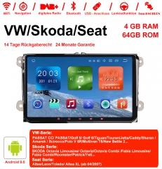 9 Inch Android 9.0 Car Radio / Multimedia 4GB RAM 64GB ROM For VW Magotan, Passat, Jetta, Golf, Tiguan, Touran, Seat, Skoda
