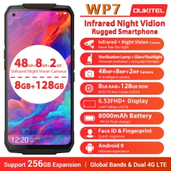 OUKITEL WP7 IP68 Helio P90 8GB 128GB Smartphone 8000mAh Battery 48MP Triple Camera 6.53 '' robust, waterproof cell phone