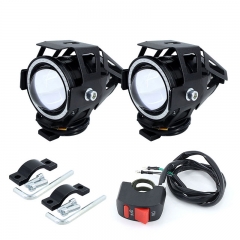 2PCS 125W motorcycle headlight with Angel Eye Devil Eye 3000LM Moto headlight U7 LED fog light headlight decorative lamp