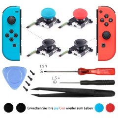 Joystick analogique 3D Accessoires de remplacement de capteur de baguettes de pouce pour boîtier de contrôleur Joy Con Nintendo Switch avec trousse à 