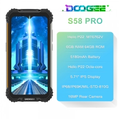 Doogee S58 PRO 5,71 Zoll Handy Helio P22 16MP Dreifach Kamera 6GB RAM 64GB ROM Android 10 5180mAh Akku