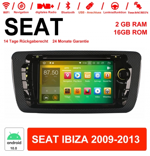 Autoradio de 7 pouces androïde 10.0 multimédia / ROM 2GB RAM 16GB pour SEAT IBIZA 2009-2013
