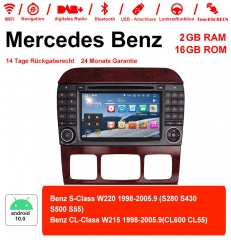 Autoradio de 7 pouces androïde 10.0 / ROM multimédia 2GB RAM 16GB pour Mercedes Benz W220 W215