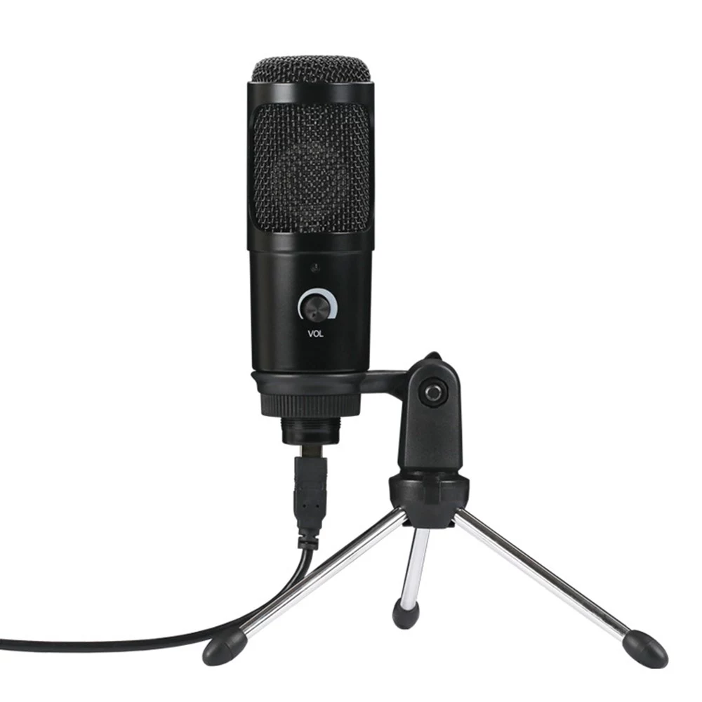 USB Plug-and-Play Condenser Dynamic Microphone Mic with Mini Tripod Stand