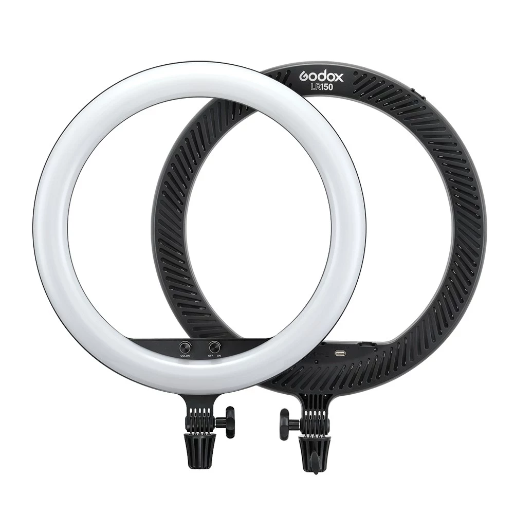 Godox LR150 18 Inch LED Ring Light Studio Photography Fill-in Light 3000K-6000K Bi-Color Temperature Adjustable Brightness with Phone Holder for Live