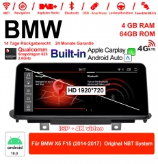 10,25 pouces 4G LTE Android 10.0 Snapdragon 625  Autoradio/Multimédia 4Go de RAM 64Go de ROM Pour BMW X5 F15 (2014-2017)Système NBT d'origine Carplay