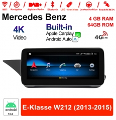 10,25 pouces Snapdragon 625 8 Core Android 10.0 4G LTE Autoradio / Multimédia 4 Go de RAM 64 Go de ROM pour Benz Classe E W212 2013-2015 CarPlay intég