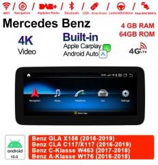10.25 "Qualcomm Snapdragon 625 Android 10.0 4G LTE Car Radio / Multimedia 4GB RAM 64GB ROM For Benz GLA X156 CLA C117 / X117 C-Class W463 A-Class W176