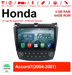 Autoradio Android 10.0 10,1 pouces / Multimédia 4 Go RAM 64 Go ROM pour Honda Accord7 avec WiFi NAVI Bluetooth USB