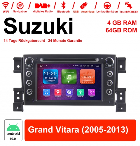 7'' Android 10.0 Octa-core 4Go de RAM 64Go de ROM Autoradio Flash / Multimédia pour Suzuki Grand Vitara 2005-2013 Avec DVD WiFi NAVI Bluetooth USB
