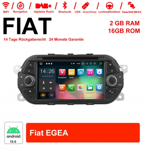 Autoradio de 7 pouces androïde 10.0 / ROM multimédia 2GB RAM 16GB pour Fiat EGEA