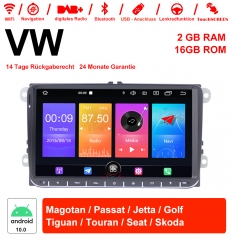 9 Inch Android 10.0 Car Radio/Multimedia 2GB RAM 16GB ROM For VW Magotan, Passat, Jetta, Golf, Tiguan, Touran, Seat, Skoda With WiFi NAVI Bluetooth