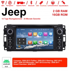 6.2 pouces Android 10.0 Autoradio / Multimédia 2 Go de RAM 16 Go de ROM pour Jeep Wrangler Compass Calibre Sebring 300C Grand Voyage Cherokee