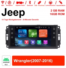 Autoradio de 7 pouces androïde 10.0 / ROM multimédia 2Go RAM 16Go pour Jeep Wrangler