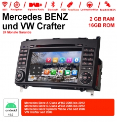 7 pouces Android 10.0 Autoradio / Multimédia 2 Go de RAM 16 Go de RAM pour Mercedes BENZ Classe W169, Classe W245, Sprinter Viano Vito et VW Crafter