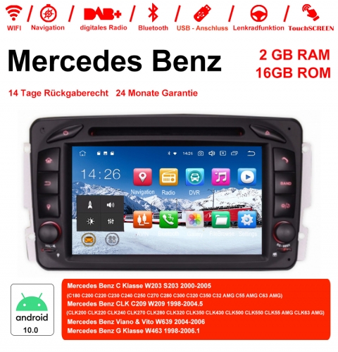 7 Zoll Android 10 0 Autoradio Multimedia 2gb Ram 16gb Rom Fur Mercedes Benz C Klasse W203 S203 Clk C209 W209 G Klasse Und W463 Viano