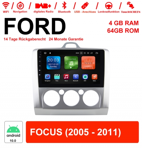 Autoradio / Multimédia 9 pouces Android 10.0 ROM 4Go de RAM 64Go pour Ford FOCUS (2005-2011)