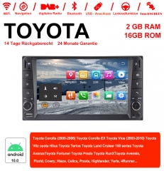 7 Zoll Android 10.0  Autoradio / Multimedia 2GB RAM 16GB ROM Für Toyota Corolla  Vios Land Cruiser Avanza  Prado